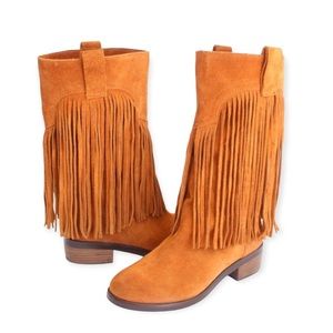 Lucky Brand Caleb Fringe Western Boots